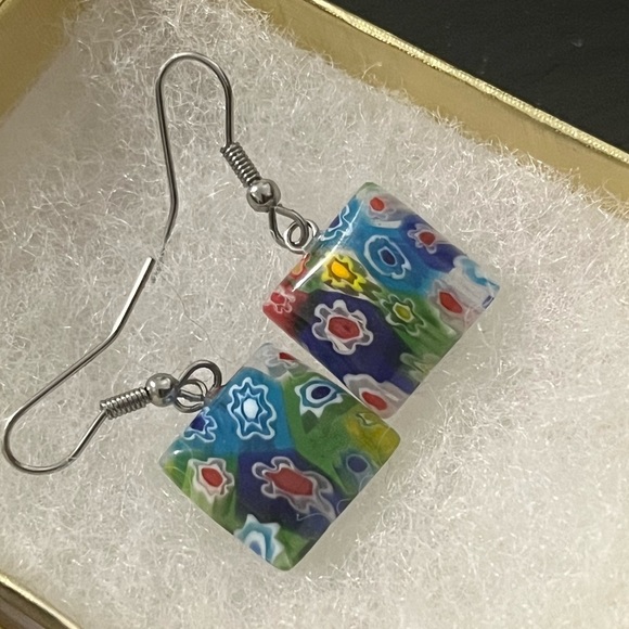 MillieFiori Art Glass Drop Dangle Earrings And Necklace Art To Wear Set - Picture 7 of 16